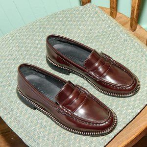 Freda Salvador 'Elba' Loafers in Espresso Spazzolato Leather Size 8